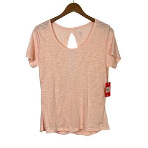 Freely | NWT Blush Pink Burn Out Keyhole Back Soft Knit Athleisure Athletic Tee
